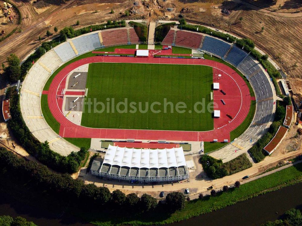 Gera von oben - Blick auf das Stadion der Freundschaft in Gera