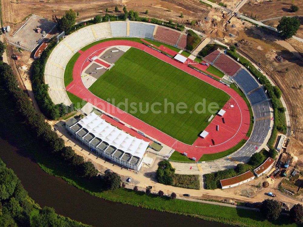 Gera aus der Vogelperspektive: Blick auf das Stadion der Freundschaft in Gera