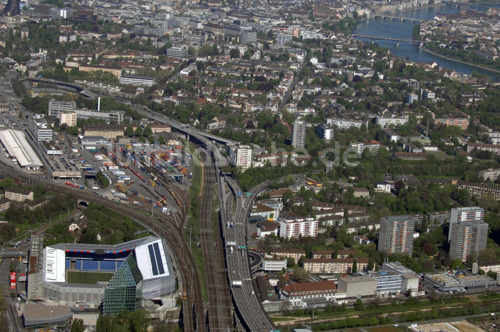 Basel aus der Vogelperspektive: Blick auf das Stadion St. Jakob-Park in Basel