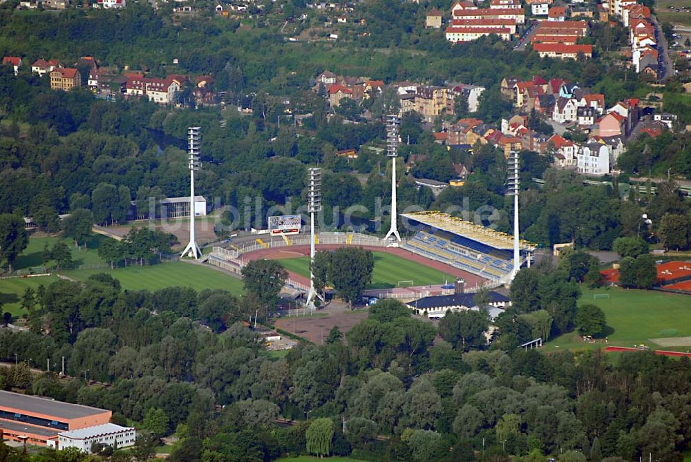 Jena von oben - Blick auf das Stadion in Jena