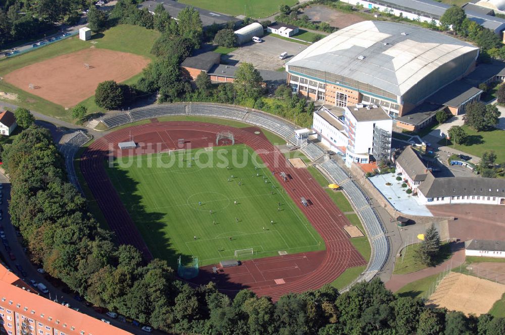 Schwerin von oben - Blick auf das Stadion Lambrechtsgrund Schwerin