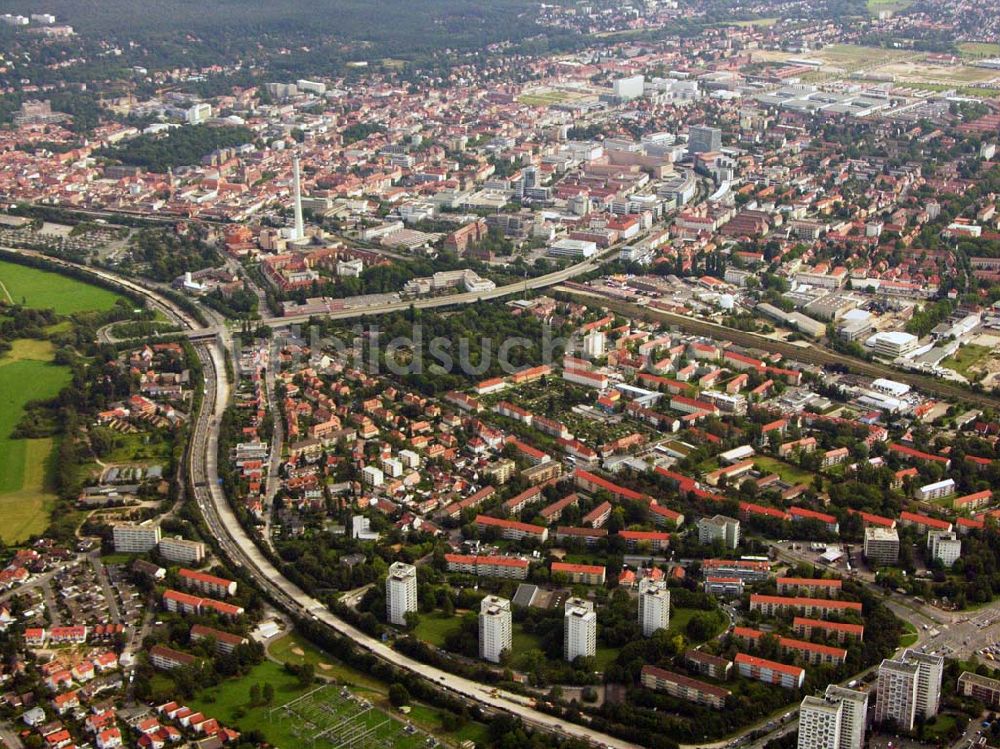 Luftaufnahme Erlangen - Blick auf die Stadt Erlangen in Bayern