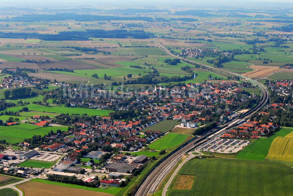 Luftaufnahme Petershausen - Blick auf die Stadt Petershausen