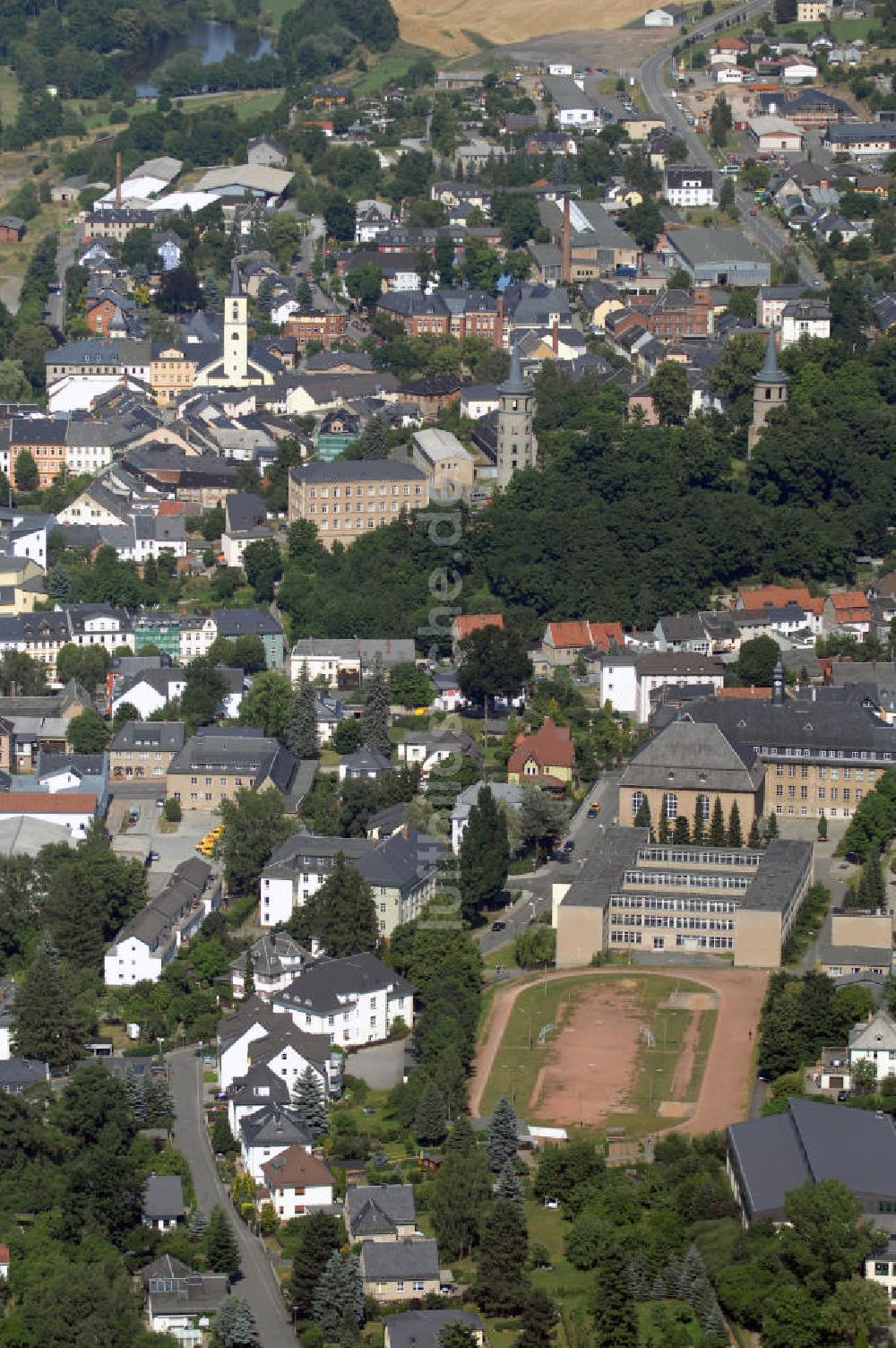 SCHLEIZ aus der Vogelperspektive: Blick auf die Stadt Schleiz an der Wisenta