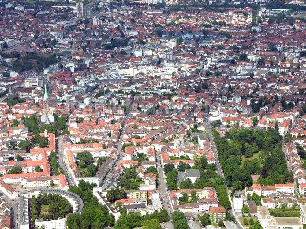 Kaiserslautern / Rheinland-Pfalz von oben - Blick auf das Stadtzentrum von Kaiserslautern in Rheinland-Pfalz