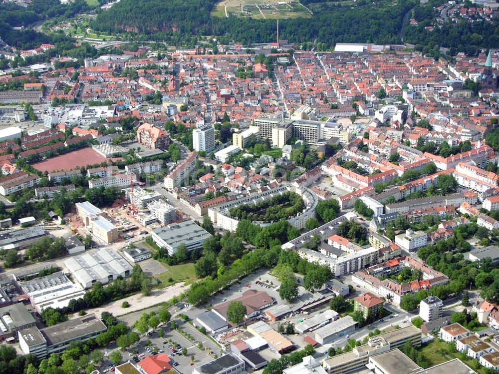 Luftbild Kaiserslautern / Rheinland-Pfalz - Blick auf das Stadtzentrum von Kaiserslautern in Rheinland-Pfalz