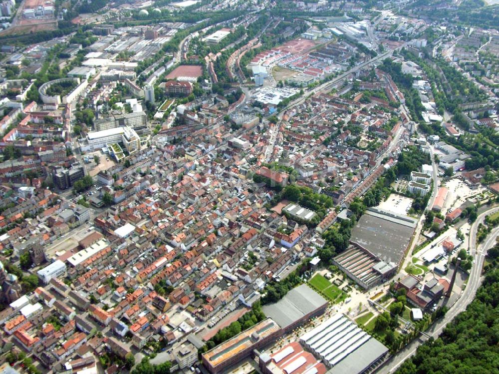 Luftbild Kaiserslautern / Rheinland-Pfalz - Blick auf das Stadtzentrum von Kaiserslautern in Rheinland-Pfalz