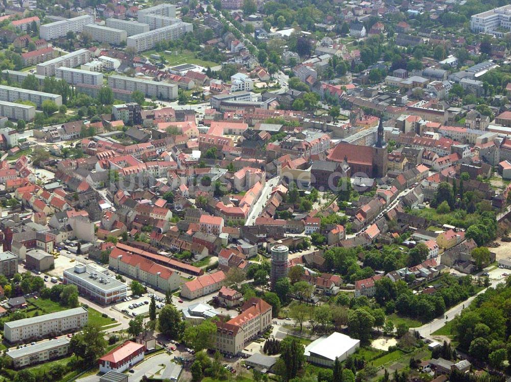 Nauen aus der Vogelperspektive: Blick auf das Stadtzentrum von Nauen