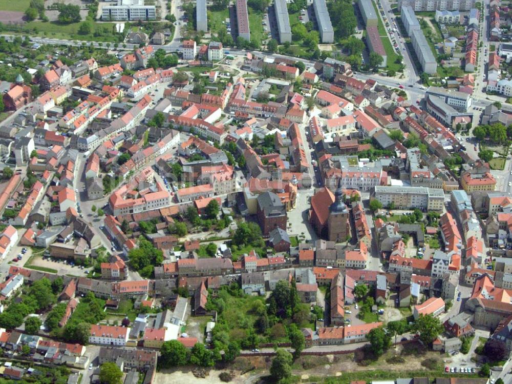 Nauen aus der Vogelperspektive: Blick auf das Stadtzentrum von Nauen