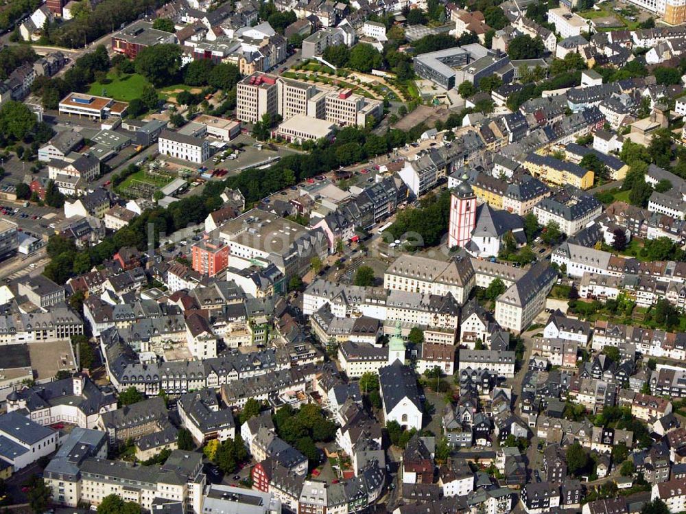 Siegen aus der Vogelperspektive: Blick auf das Stadtzentrum von Siegen