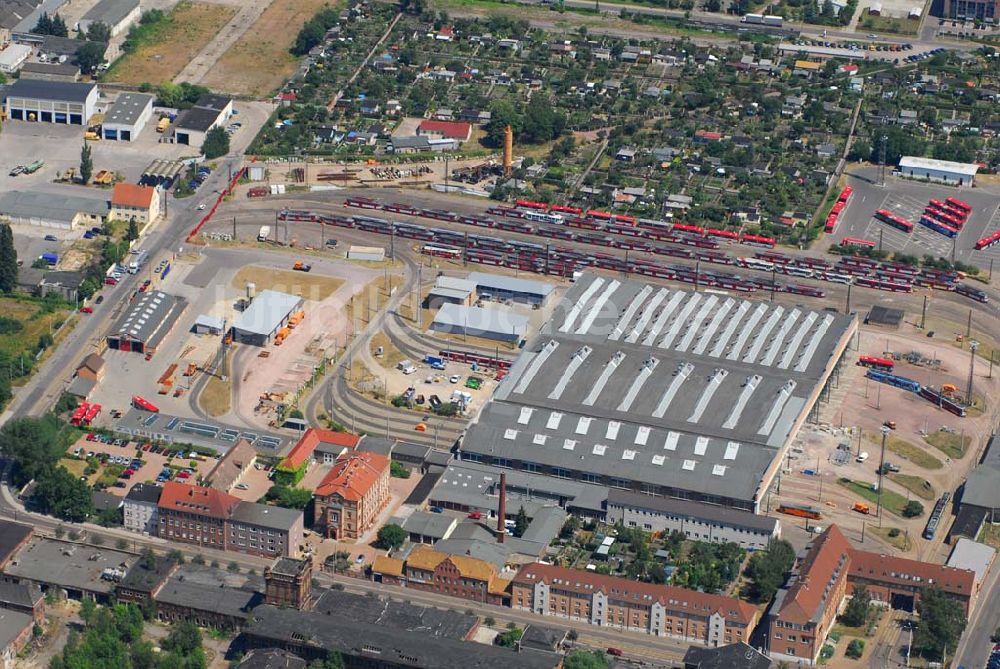 Halle/Saale aus der Vogelperspektive: Blick auf den Straßenbahnhof an der Freiimfelder Straße in Halle/Saale