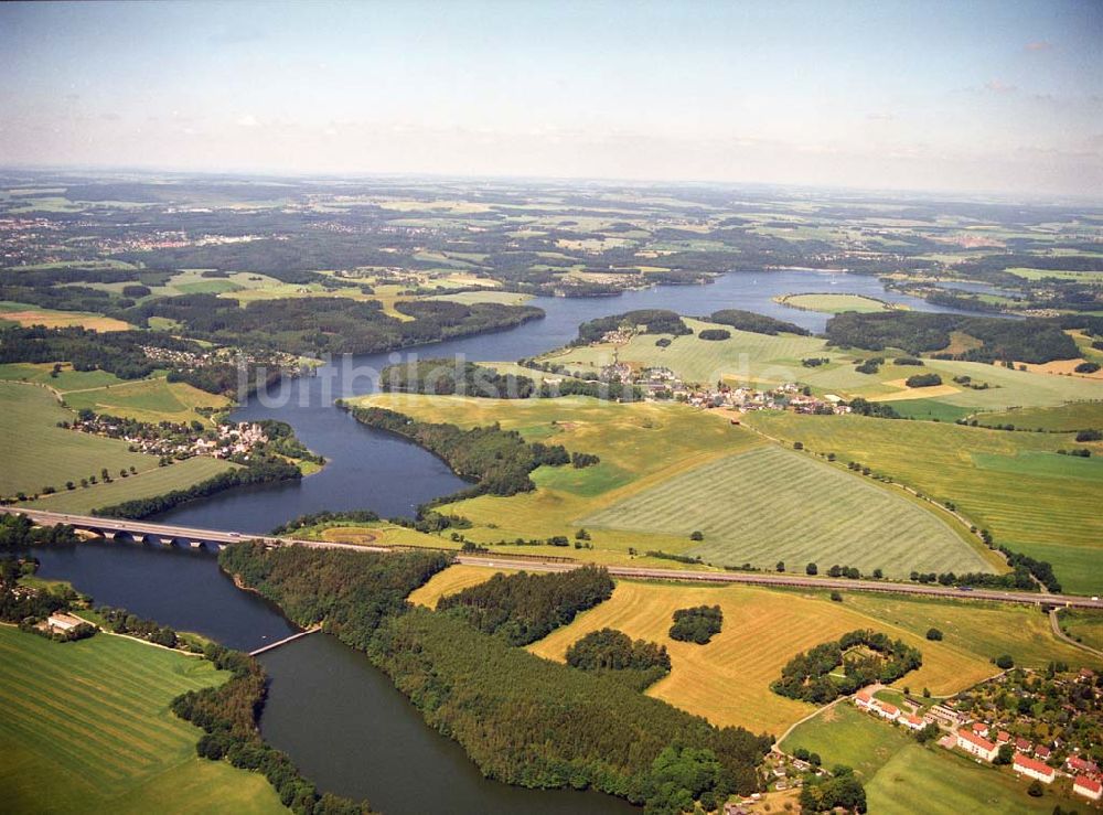 Jocketa aus der Vogelperspektive: Blick auf die Talsperre Pöhl in Sachsen