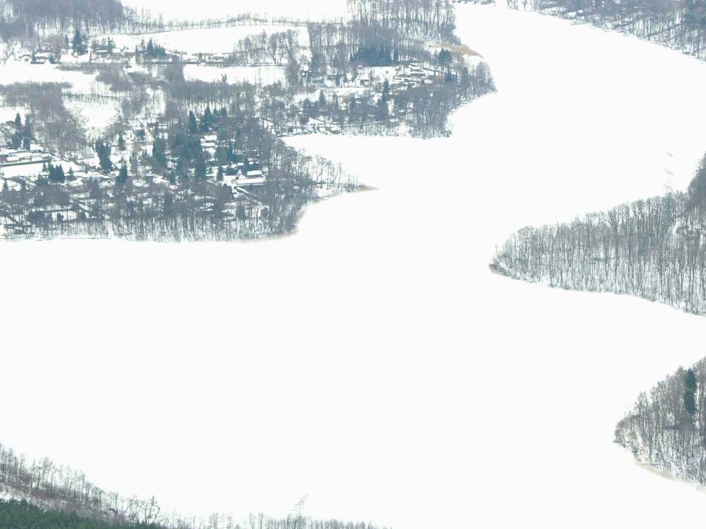 Postbruch aus der Vogelperspektive: Blick auf den Tegler See (kleiner Ausschnitt)