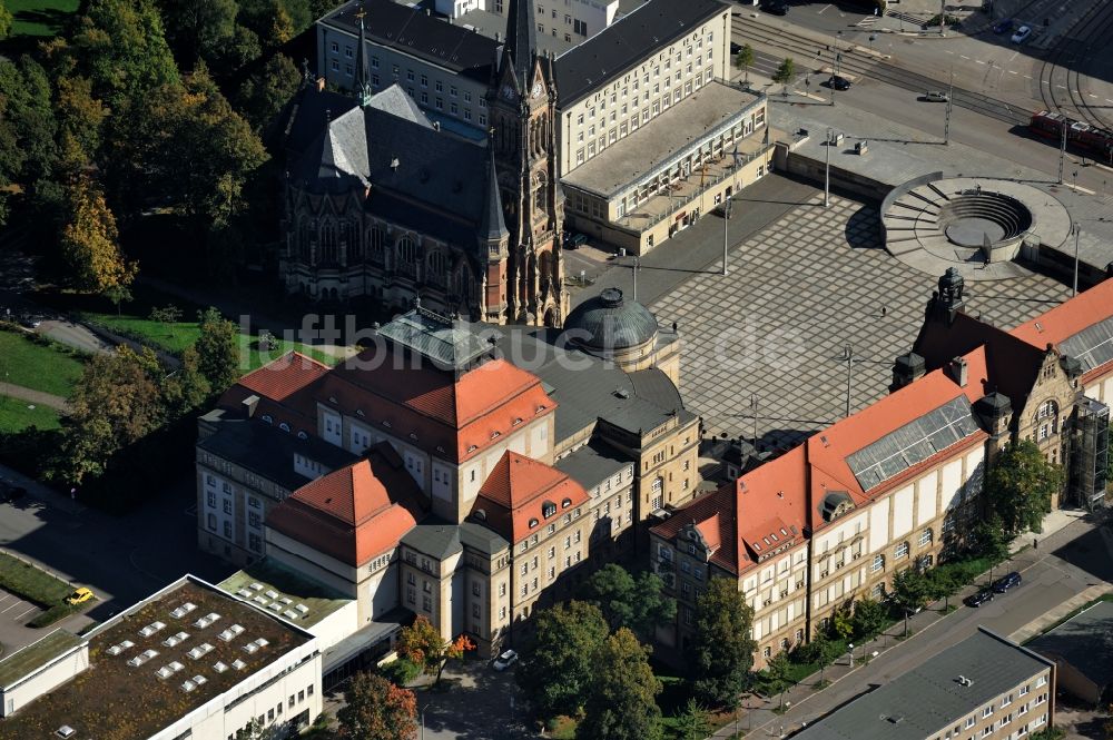 Chemnitz von oben - Blick auf den Theaterplatz mit Opernhaus in Chemnitz in Sachsen