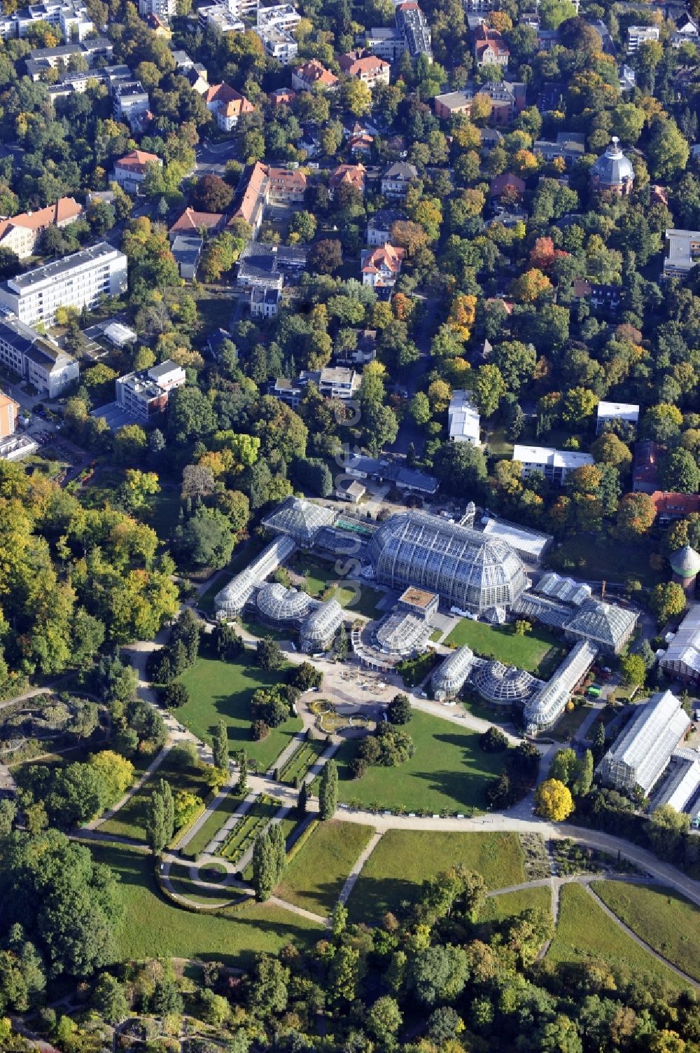 Berlin aus der Vogelperspektive: Blick auf das Tropenhaus im Botanischen Garten im Bezirk Steglitz-Zehlendorf Berlin