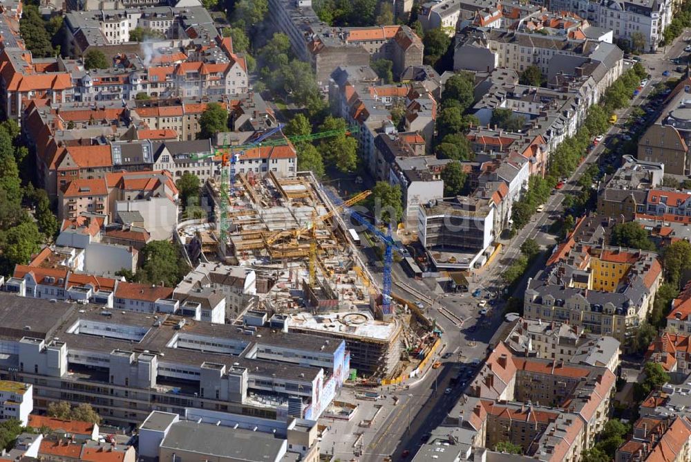 Berlin-Steglitz von oben - Blick auf die Umbau- und Erweiterungsbauarbeiten am FORUM STEGLITZ