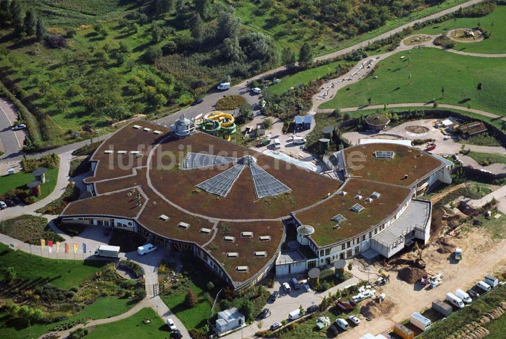 Luftaufnahme Templin - Blick auf die Umbauarbeiten an der Naturtherme in Templin