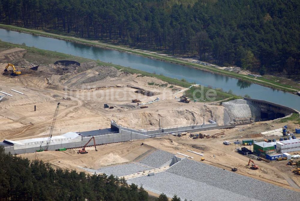 Luftaufnahme Eberswalde - Blick auf Umleitungsarbeiten am Finowkanal zu Eberswalde