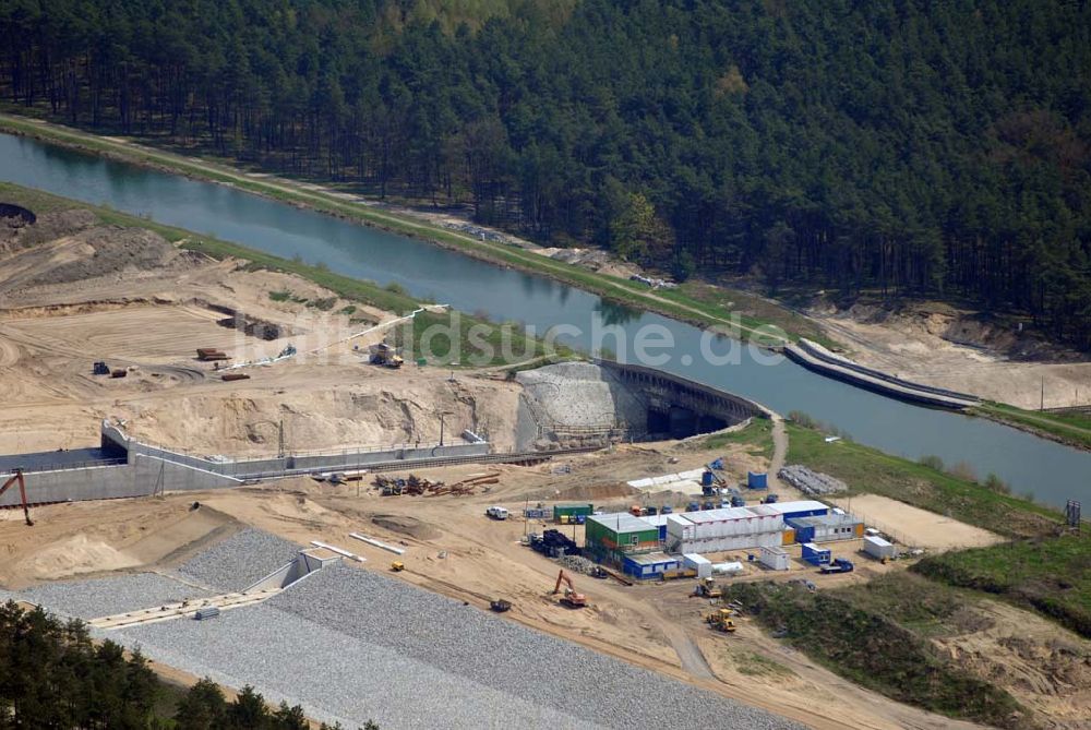 Luftaufnahme Eberswalde - Blick auf Umleitungsarbeiten am Finowkanal zu Eberswalde