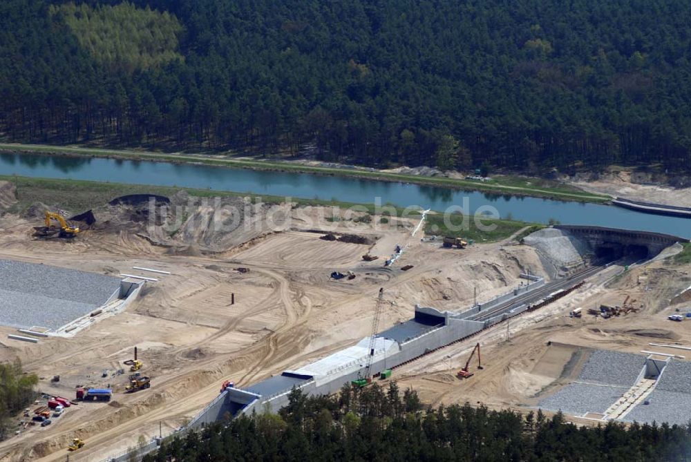 Luftbild Eberswalde - Blick auf Umleitungsarbeiten am Finowkanal zu Eberswalde