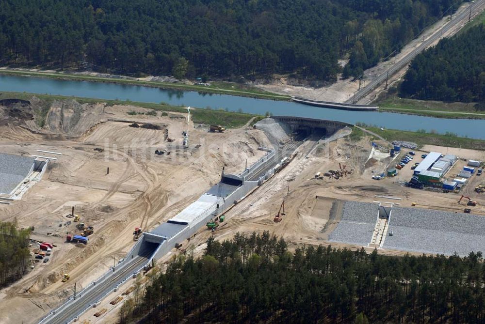 Luftaufnahme Eberswalde - Blick auf Umleitungsarbeiten am Finowkanal zu Eberswalde