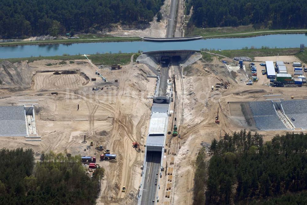 Luftbild Eberswalde - Blick auf Umleitungsarbeiten am Finowkanal zu Eberswalde