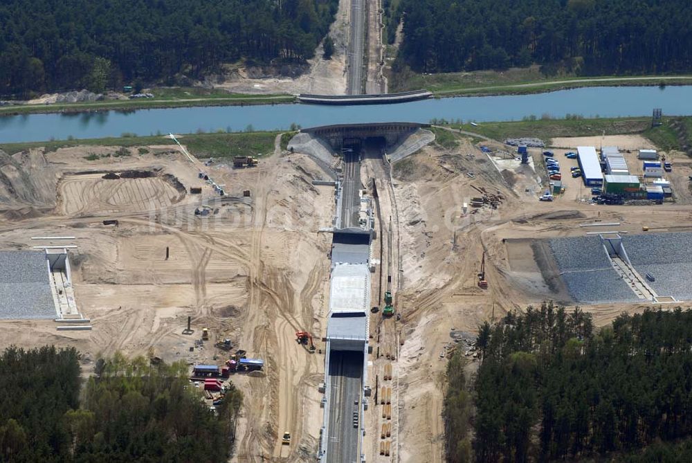 Luftaufnahme Eberswalde - Blick auf Umleitungsarbeiten am Finowkanal zu Eberswalde