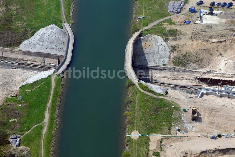 Eberswalde aus der Vogelperspektive: Blick auf Umleitungsarbeiten am Finowkanal zu Eberswalde