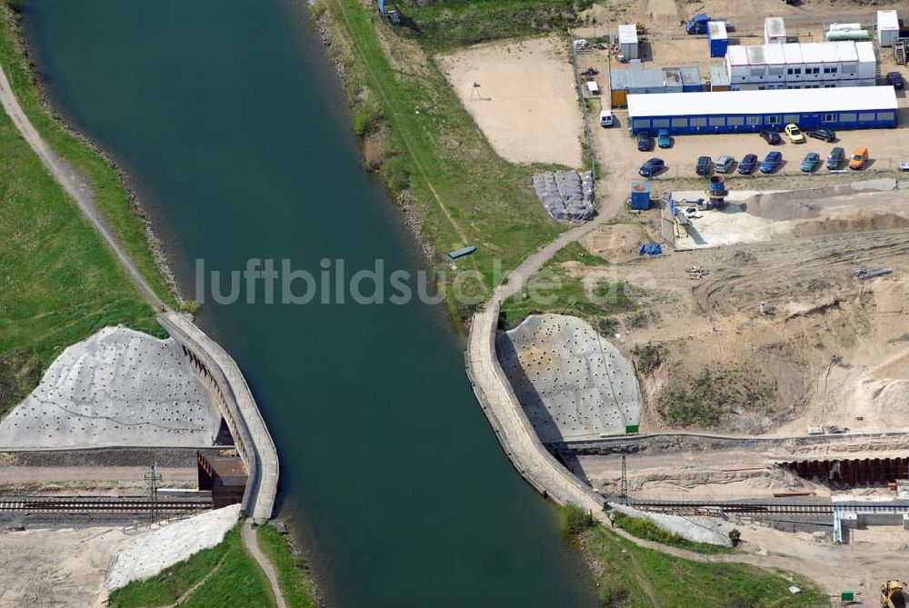 Luftbild Eberswalde - Blick auf Umleitungsarbeiten am Finowkanal zu Eberswalde