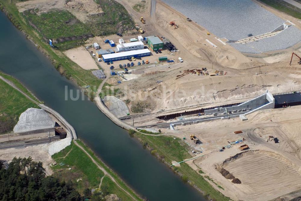 Luftaufnahme Eberswalde - Blick auf Umleitungsarbeiten am Finowkanal zu Eberswalde