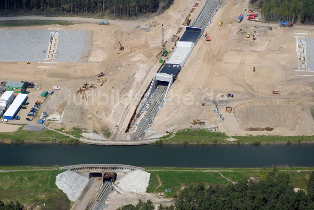 Luftbild Eberswalde - Blick auf Umleitungsarbeiten am Finowkanal zu Eberswalde