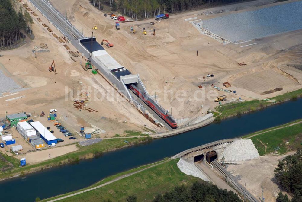 Luftaufnahme Eberswalde - Blick auf Umleitungsarbeiten am Finowkanal zu Eberswalde