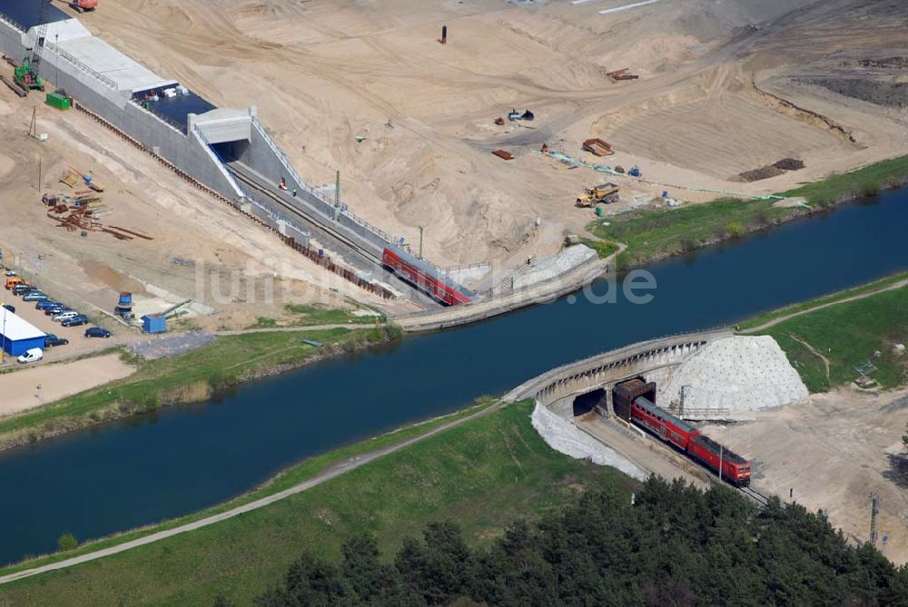 Luftbild Eberswalde - Blick auf Umleitungsarbeiten am Finowkanal zu Eberswalde