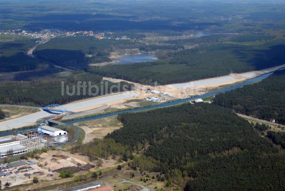 Luftbild Eberswalde - Blick auf Umleitungsarbeiten am Finowkanal zu Eberswalde