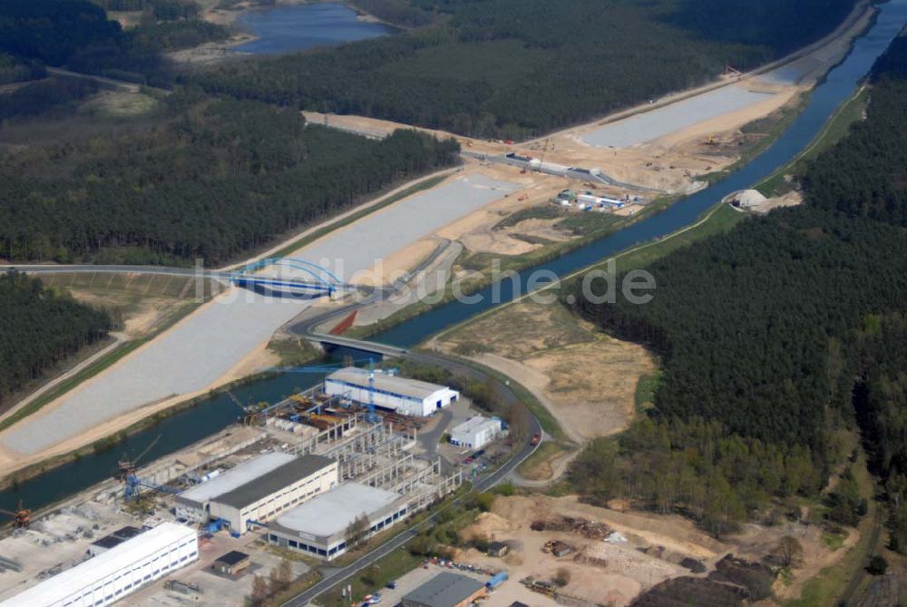 Luftaufnahme Eberswalde - Blick auf Umleitungsarbeiten am Finowkanal zu Eberswalde