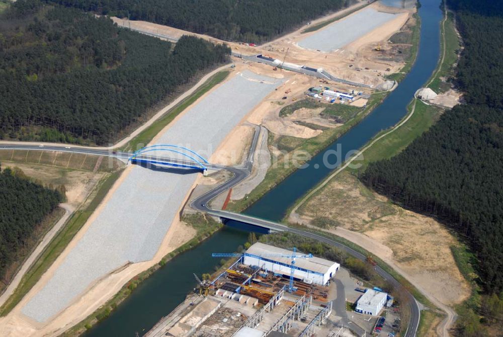 Luftaufnahme Eberswalde - Blick auf Umleitungsarbeiten am Finowkanal zu Eberswalde