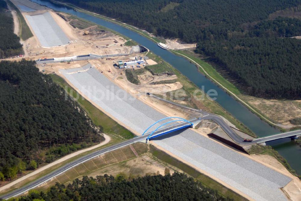 Luftaufnahme Eberswalde - Blick auf Umleitungsarbeiten am Finowkanal zu Eberswalde