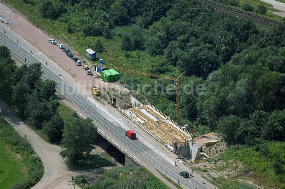 Dessau von oben - Blick auf verschiedene Brückenbauwerke an der Baustelle zum Ausbau der B184 zwischen Dessau und Roßlau in Sachsen-Anhalt