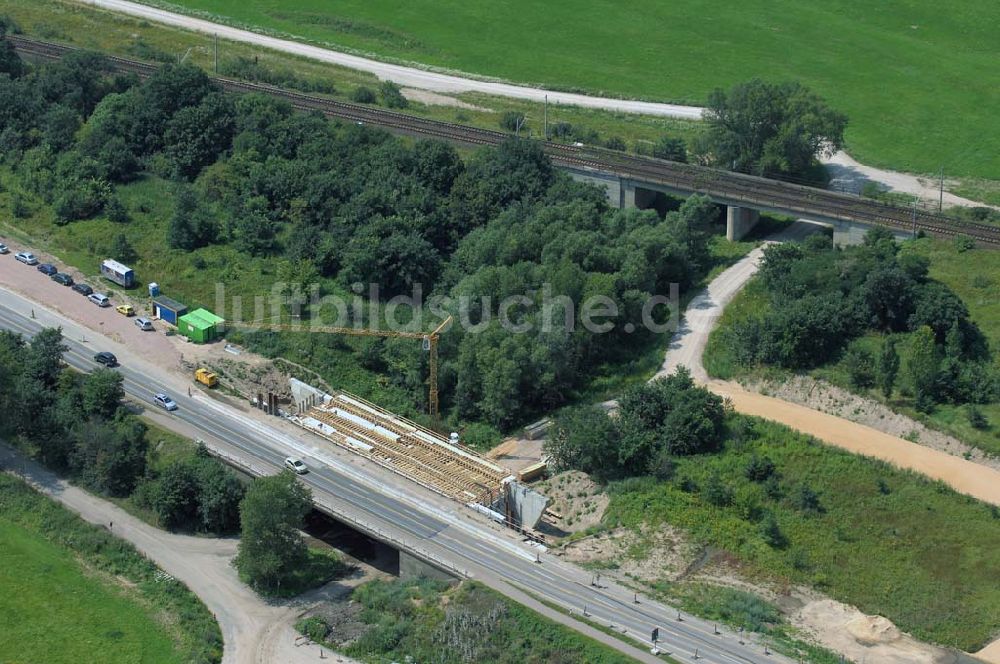 Luftbild Dessau - Blick auf verschiedene Brückenbauwerke an der Baustelle zum Ausbau der B184 zwischen Dessau und Roßlau in Sachsen-Anhalt