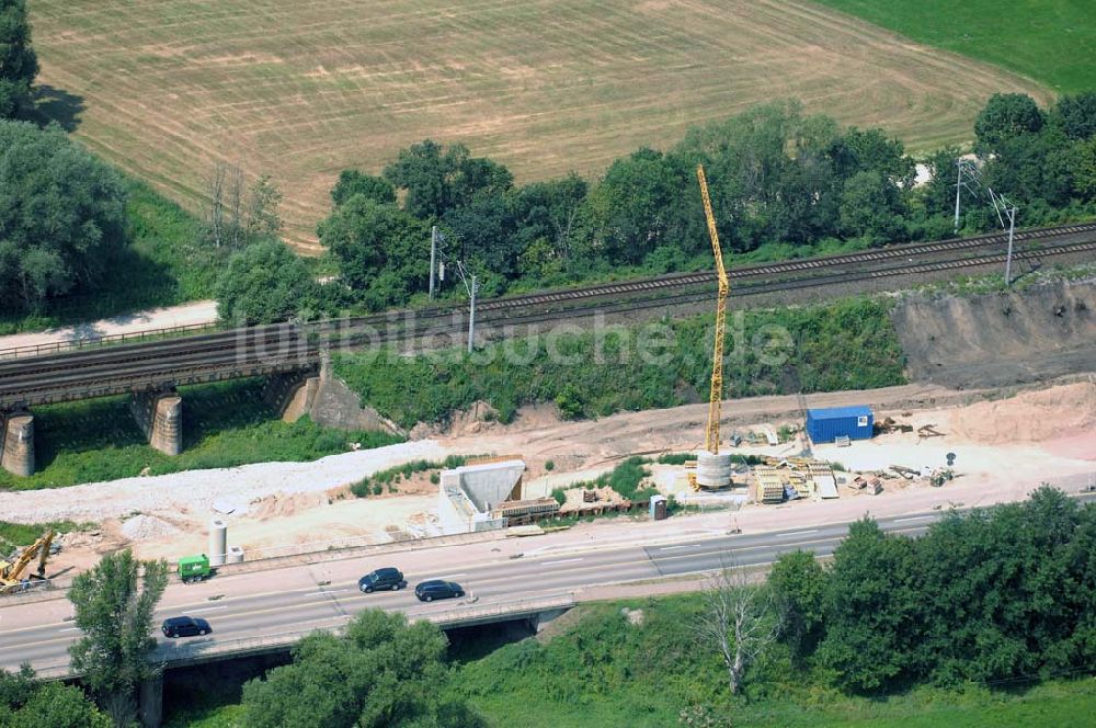 Luftbild Dessau - Blick auf verschiedene Brückenbauwerke an der Baustelle zum Ausbau der B184 zwischen Dessau und Roßlau in Sachsen-Anhalt