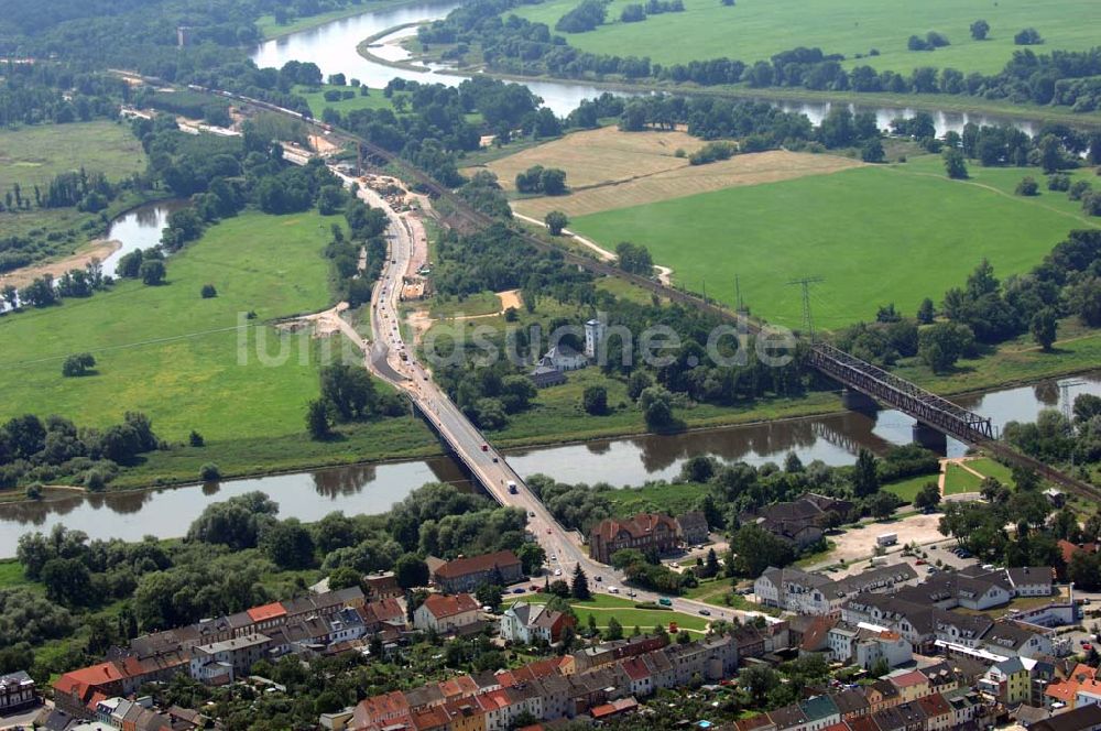 Luftaufnahme Dessau - Blick auf verschiedene Brückenbauwerke an der Baustelle zum Ausbau der B184 zwischen Dessau und Roßlau in Sachsen-Anhalt