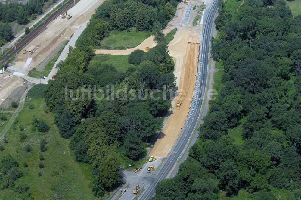 Dessau von oben - Blick auf verschiedene Brückenbauwerke an der Baustelle zum Ausbau der B184 zwischen Dessau und Roßlau in Sachsen-Anhalt