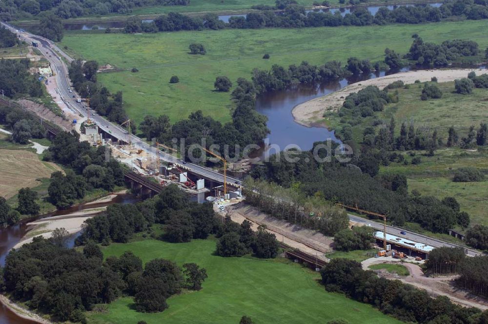 Luftbild Dessau - Blick auf verschiedene Brückenbauwerke an der Baustelle zum Ausbau der B184 zwischen Dessau und Roßlau in Sachsen-Anhalt