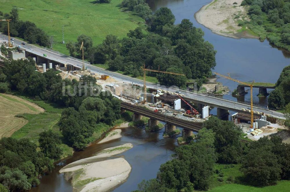 Luftaufnahme Dessau - Blick auf verschiedene Brückenbauwerke an der Baustelle zum Ausbau der B184 zwischen Dessau und Roßlau in Sachsen-Anhalt