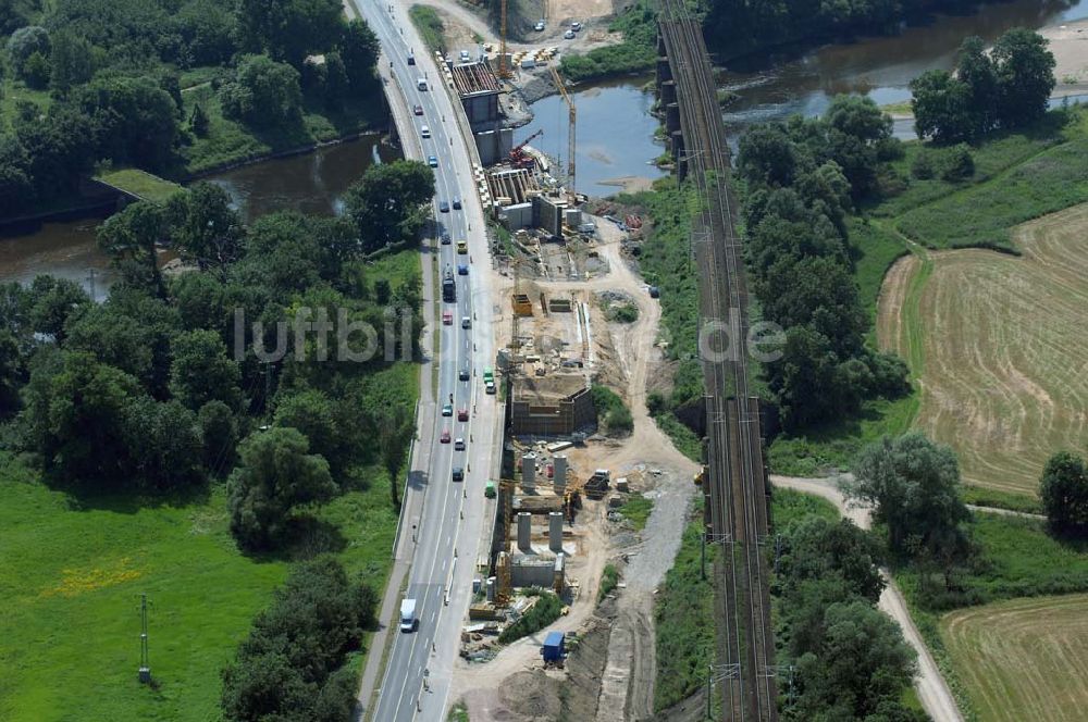 Dessau von oben - Blick auf verschiedene Brückenbauwerke an der Baustelle zum Ausbau der B184 zwischen Dessau und Roßlau in Sachsen-Anhalt