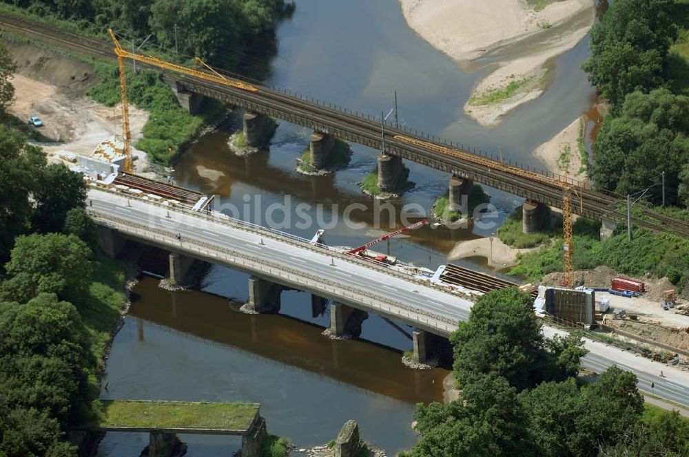 Luftbild Dessau - Blick auf verschiedene Brückenbauwerke an der Baustelle zum Ausbau der B184 zwischen Dessau und Roßlau in Sachsen-Anhalt