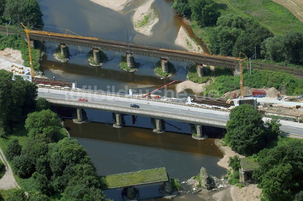 Dessau von oben - Blick auf verschiedene Brückenbauwerke an der Baustelle zum Ausbau der B184 zwischen Dessau und Roßlau in Sachsen-Anhalt