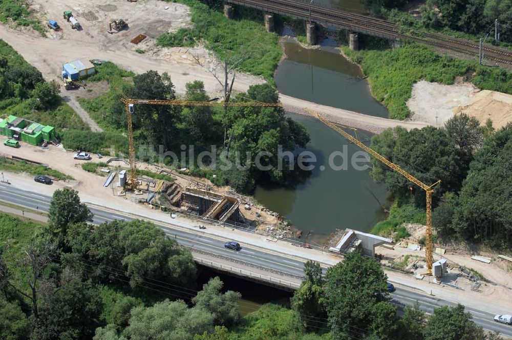 Dessau von oben - Blick auf verschiedene Brückenbauwerke an der Baustelle zum Ausbau der B184 zwischen Dessau und Roßlau in Sachsen-Anhalt