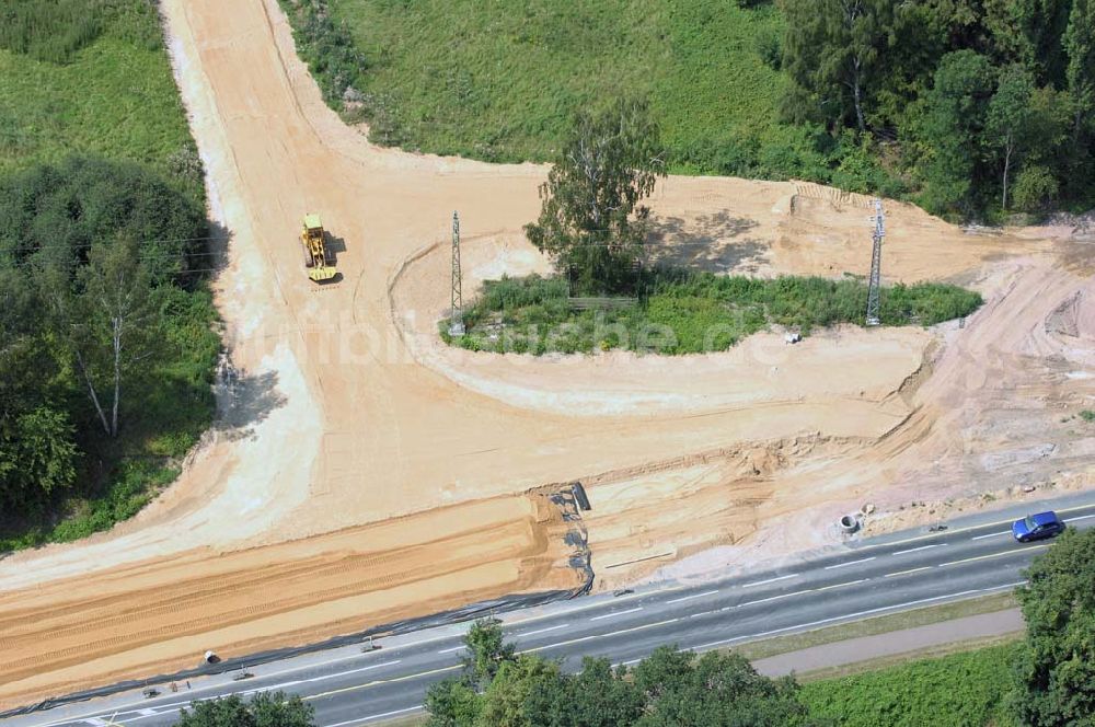 Luftbild Dessau - Blick auf verschiedene Brückenbauwerke an der Baustelle zum Ausbau der B184 zwischen Dessau und Roßlau in Sachsen-Anhalt