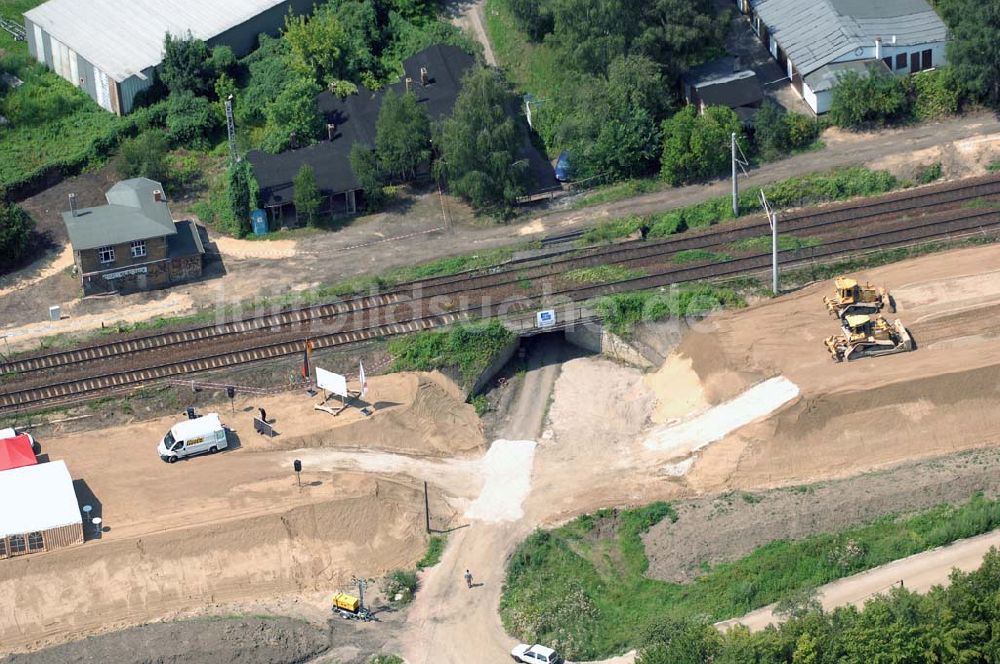 Dessau von oben - Blick auf verschiedene Brückenbauwerke an der Baustelle zum Ausbau der B184 zwischen Dessau und Roßlau in Sachsen-Anhalt